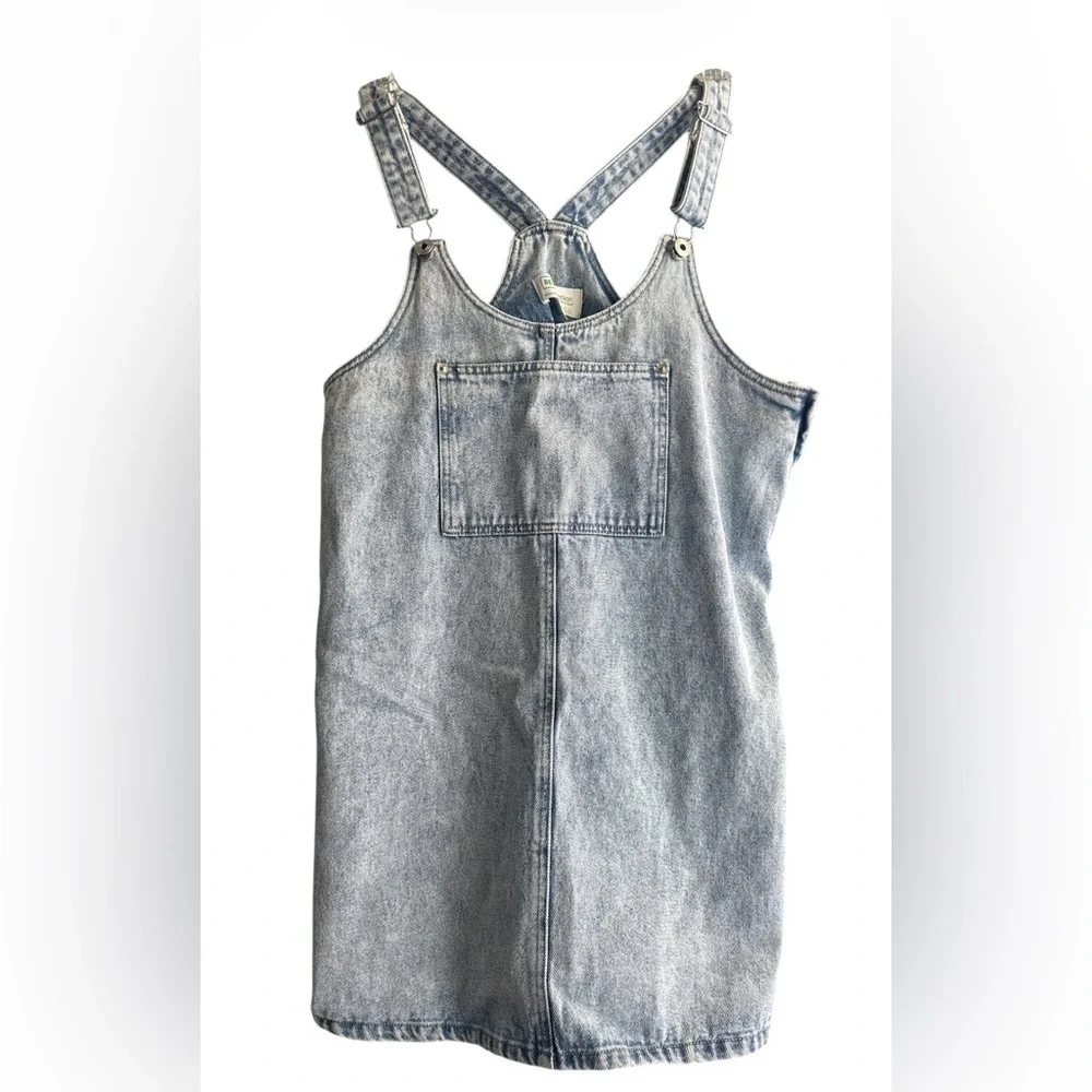 Regeneration By Celebrity Pink Daisy Mini Dress Overall Denim Jumper M - Picture 1 of 5